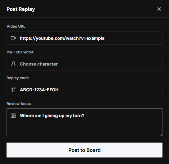 Submit or Review on Replay Board: Submit a Replay